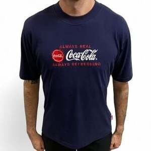 Vintage Coca-Cola "Always Real & Refreshing" Navy Blue T-Shirt Size M